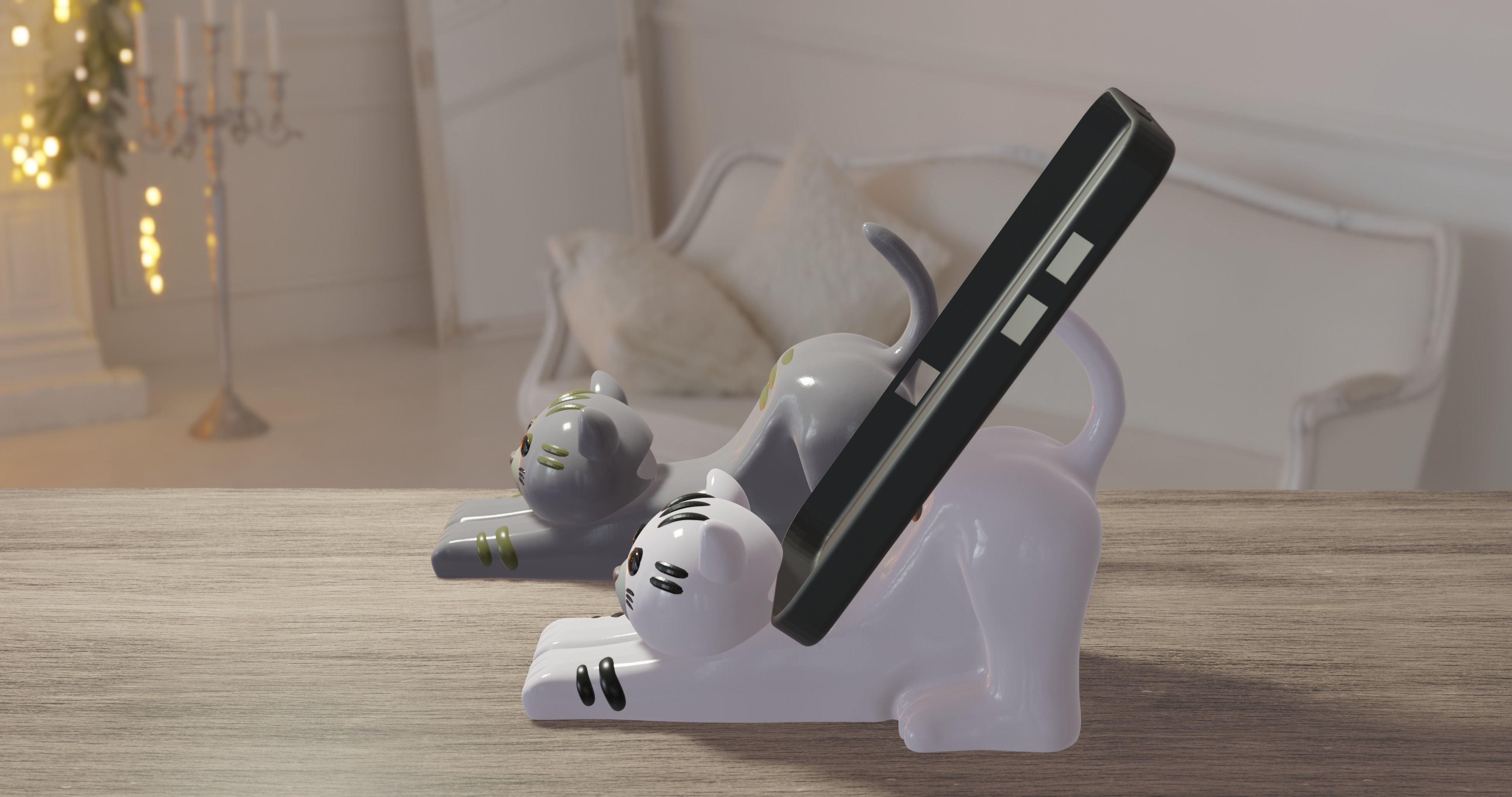 CELL PHONE HOLDER CAT 3D print model_3