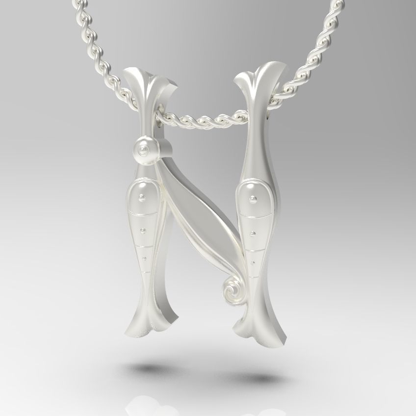 Alphabet Latin N 3D print model_15