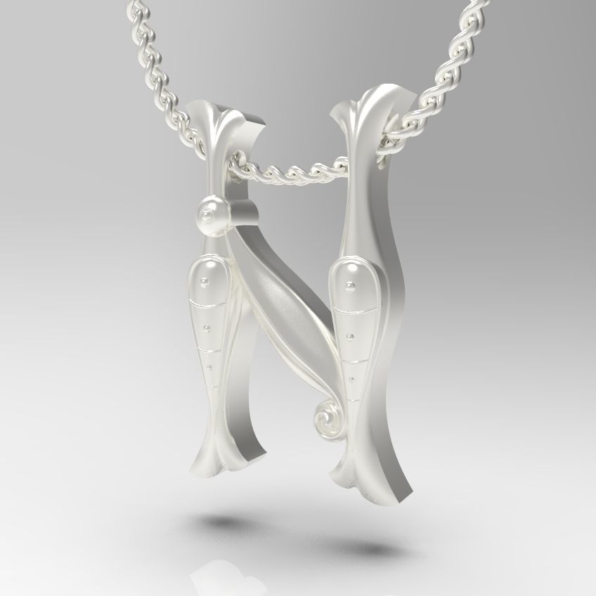 Alphabet Latin N 3D print model_17