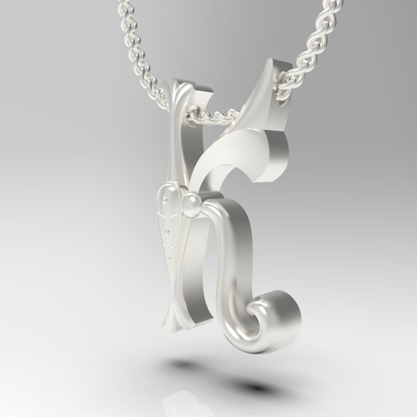 Alphabet Latin K 3D print model_25