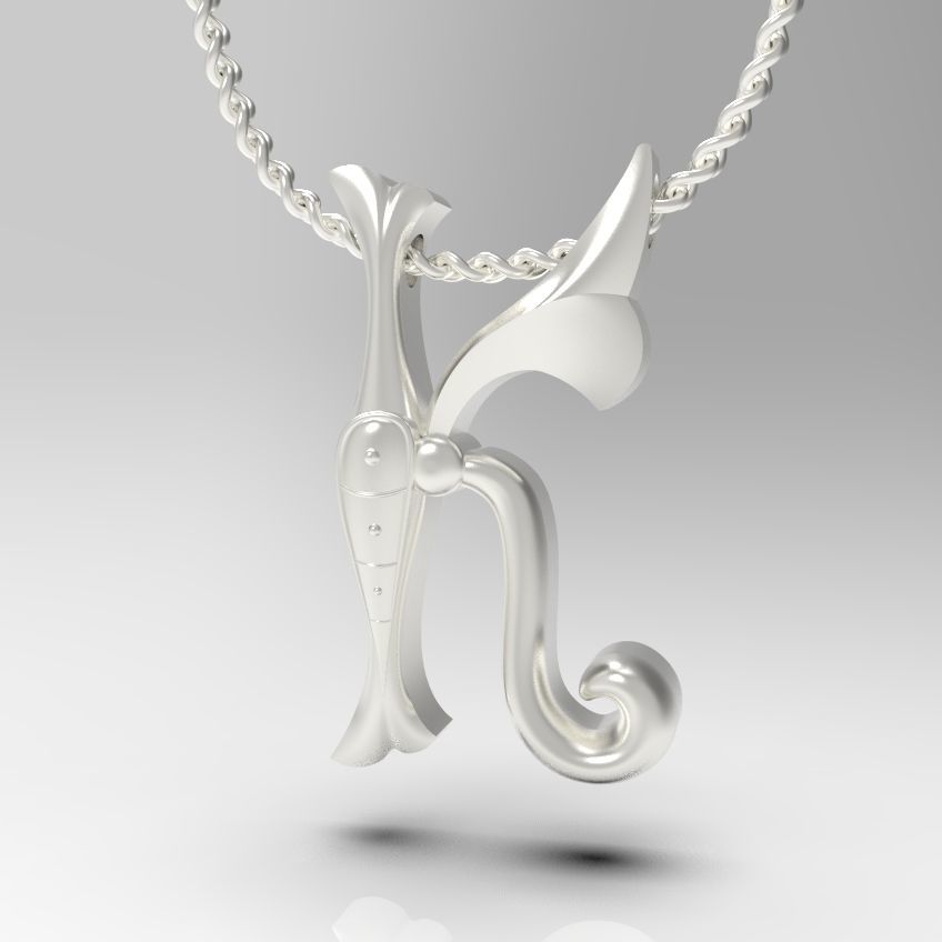 Alphabet Latin K 3D print model_18