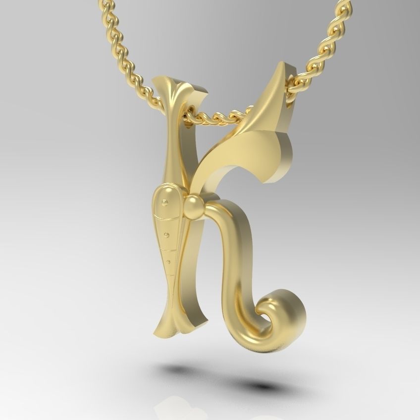 Alphabet Latin K 3D print model_9