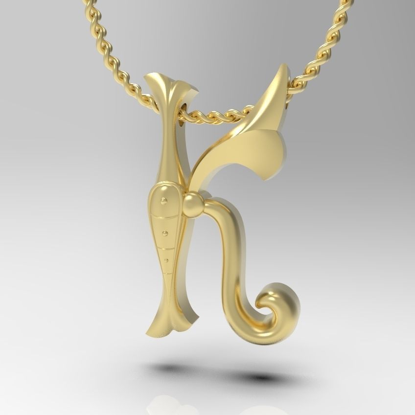 Alphabet Latin K 3D print model_1