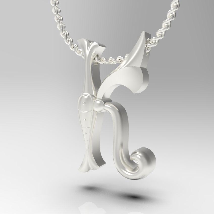 Alphabet Latin K 3D print model_24