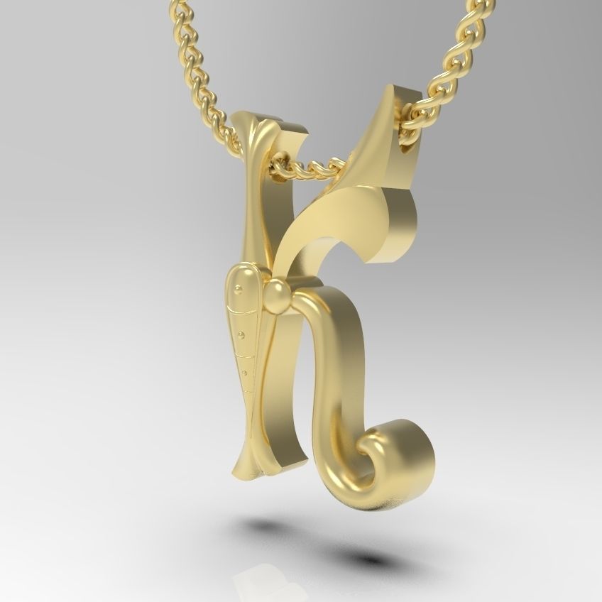 Alphabet Latin K 3D print model_10