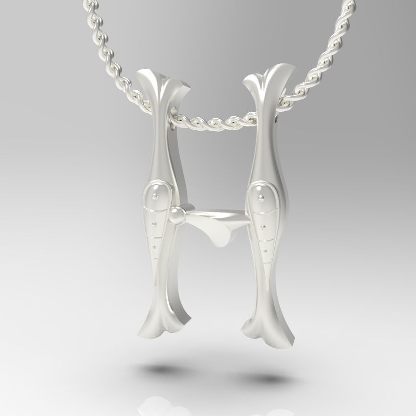 Alphabet Latin H 3D print model_18