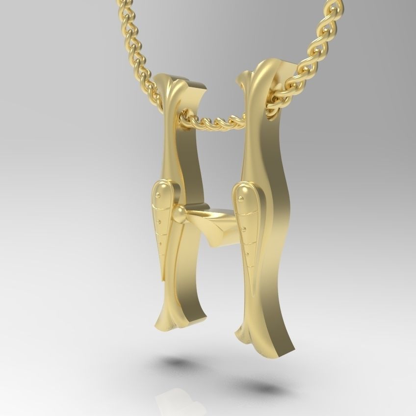 Alphabet Latin H 3D print model_10