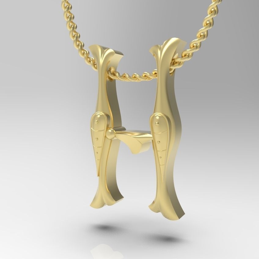 Alphabet Latin H 3D print model_9