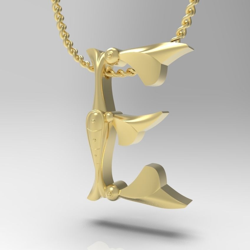 Alphabet Latin E 3D print model_9