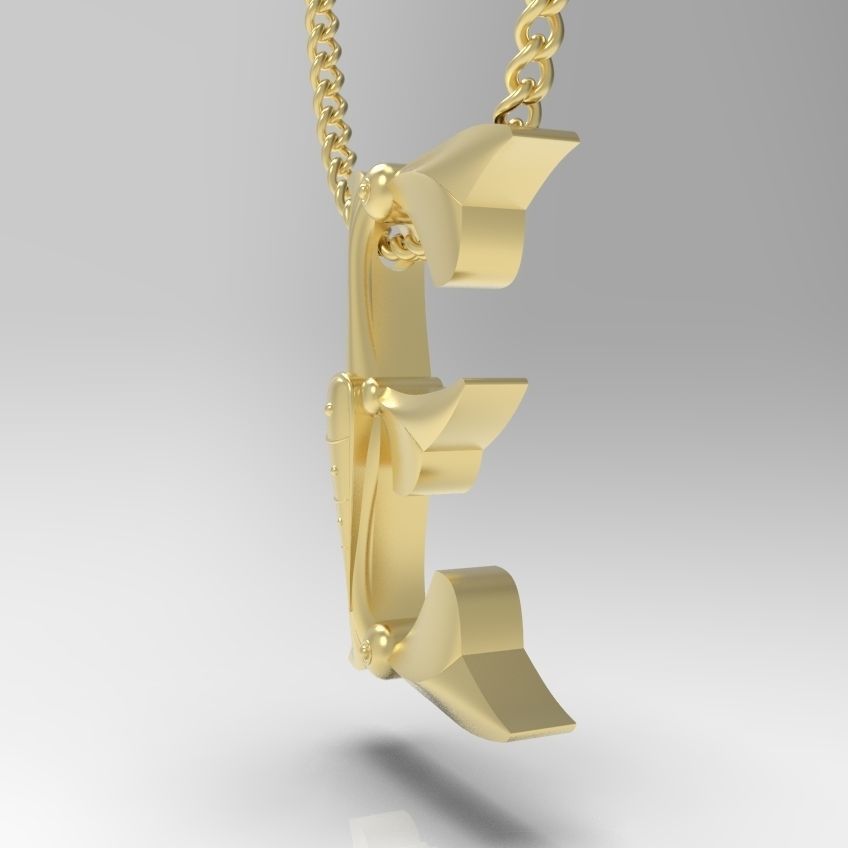 Alphabet Latin E 3D print model_12