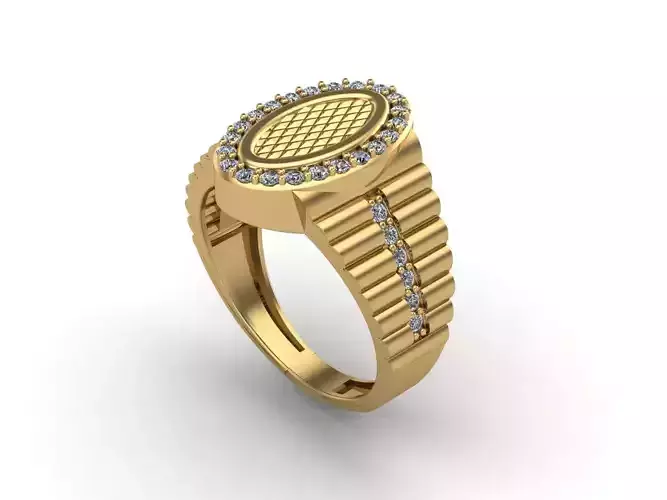 STL 3DM Mens Gemstone Diamond Men Ring With Details 