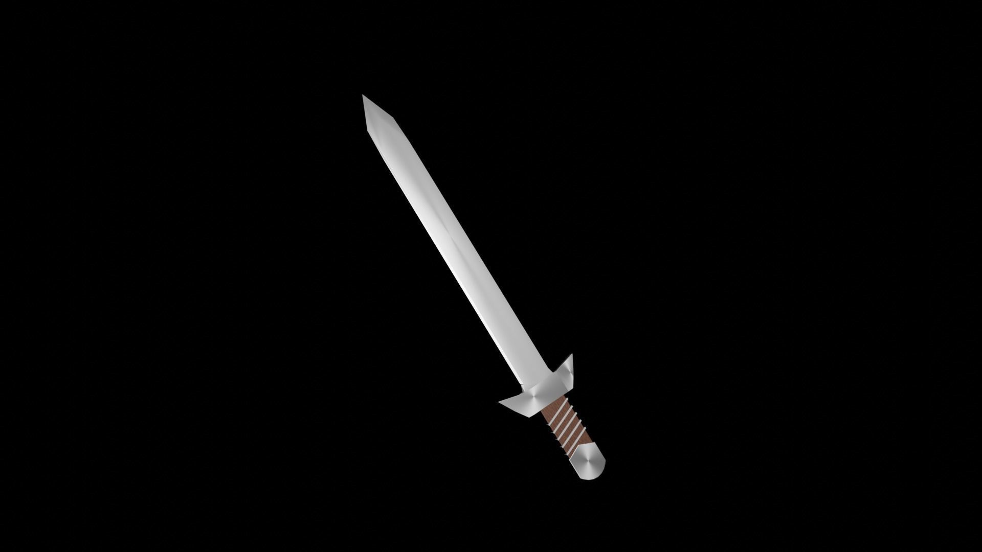 Low Polly - Realistic - Medieval Sword  Free low-poly 3D model_3
