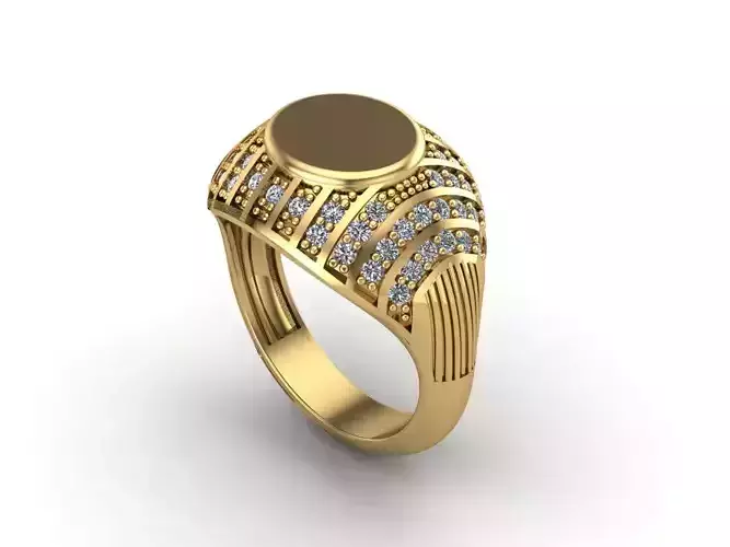 STL 3DM Mens Gemstone Diamond Men Ring With Details 