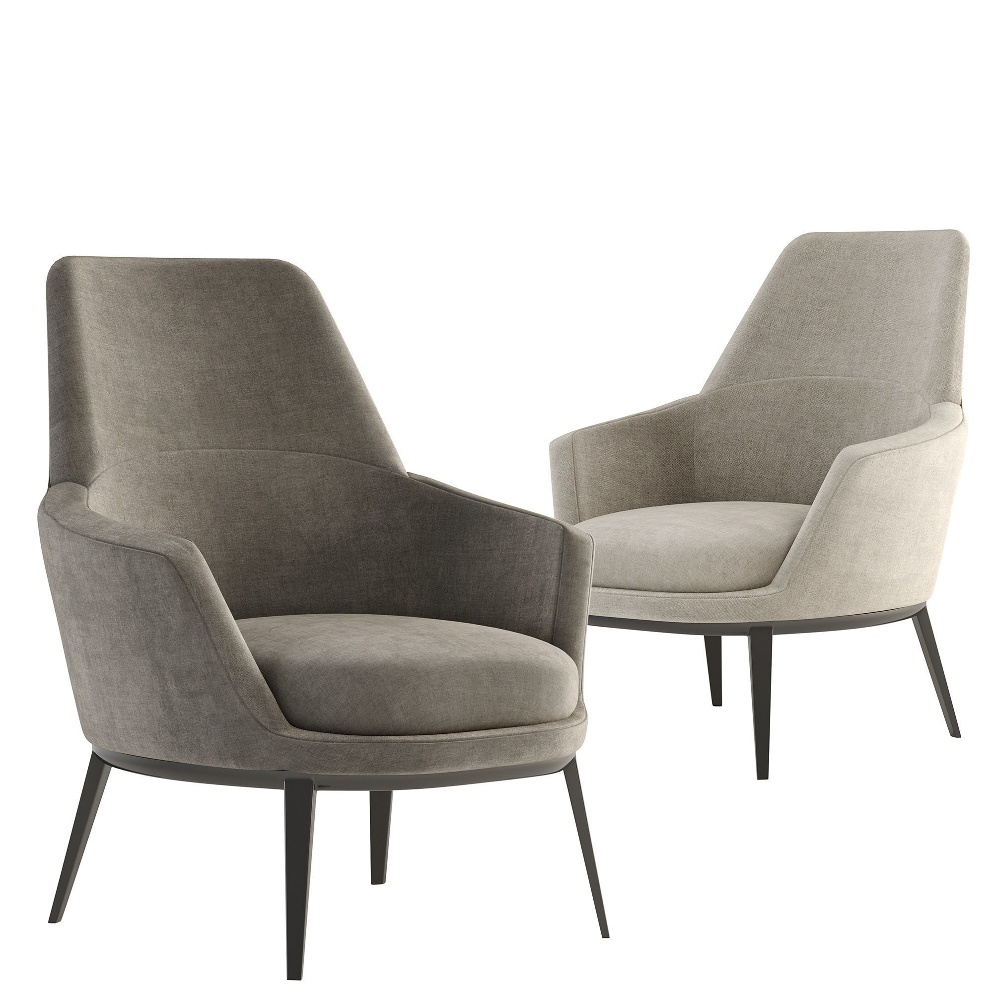Caratos maxalto armchair with high backrest 3D model_1