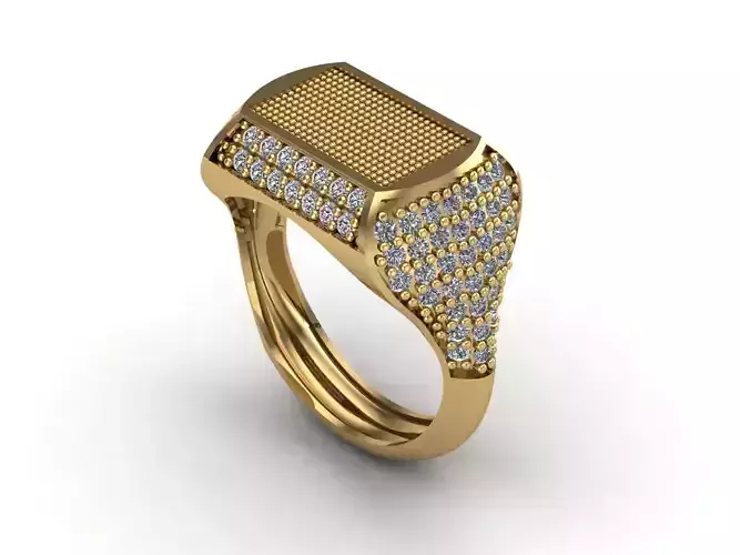 STL 3DM Mens Gemstone Diamond Men Ring With Details 