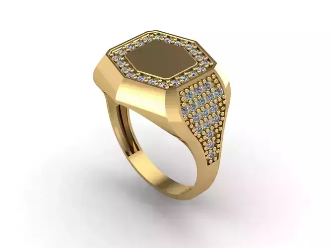 STL 3DM Mens Gemstone Diamond Men Ring With Details 