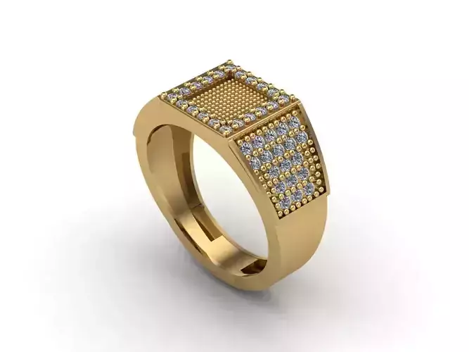 STL 3DM Mens Gemstone Diamond Men Ring With Details 