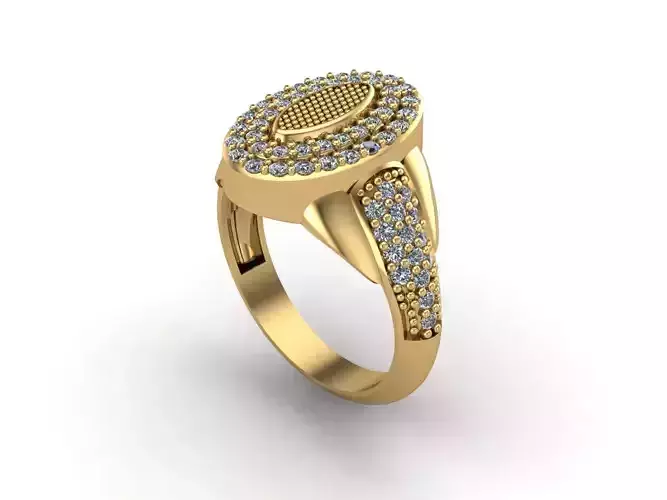 STL 3DM Mens Gemstone Diamond Men Ring With Details 