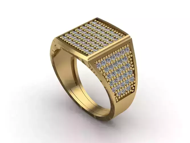 STL 3DM Mens Gemstone Diamond Men Ring With Details  3D print model