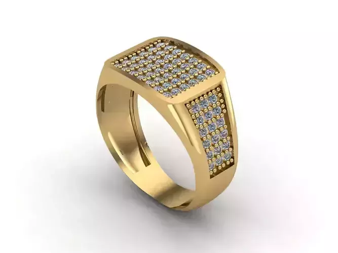 STL 3DM Mens Gemstone Diamond Men Ring With Details  3D print model