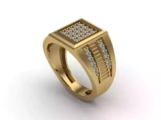 STL 3DM Mens Gemstone Diamond Men Ring With Details  3D print model