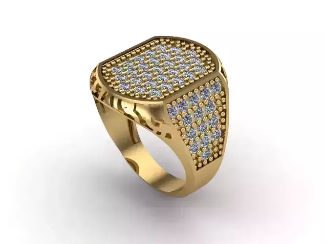 STL 3DM Mens Gemstone Diamond Men Ring With Details  3D print model