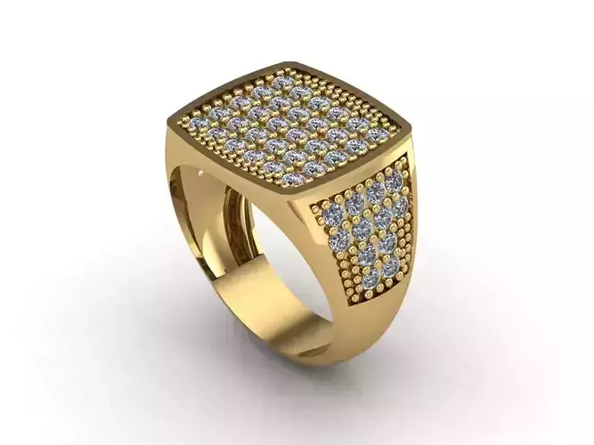 STL 3DM Mens Gemstone Diamond Men Ring With Details  3D print model