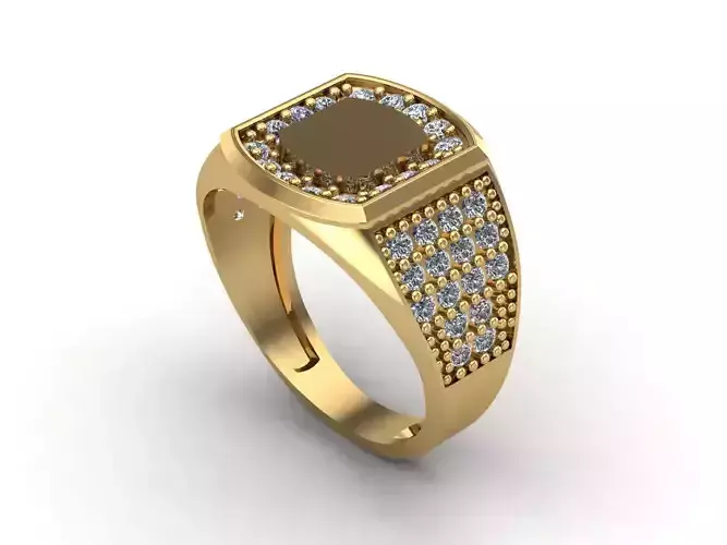 STL 3DM Mens Gemstone Diamond Men Ring With Details  3D print model