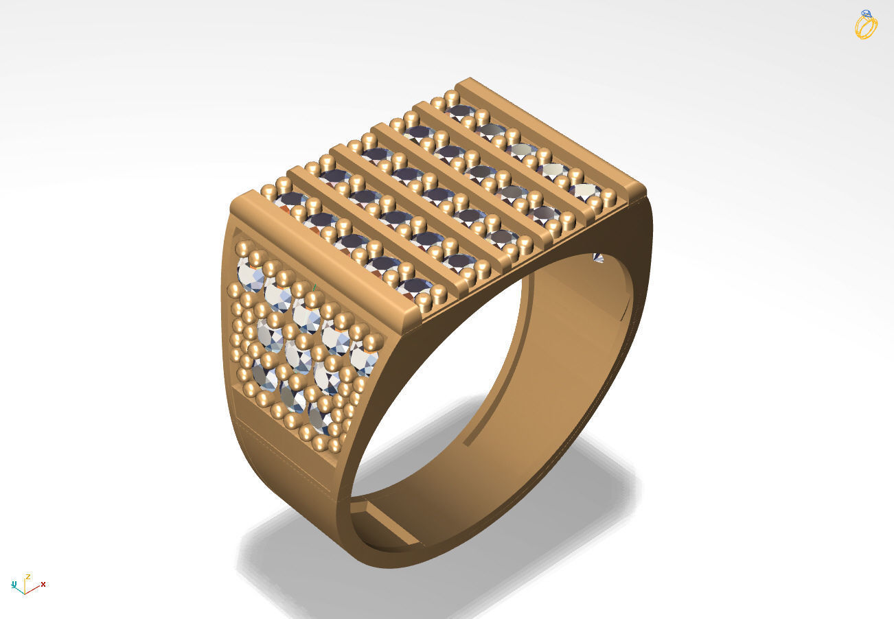 STL 3DM Mens Gemstone Diamond Men Ring With Details  3D print model_1