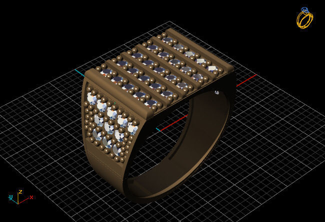 STL 3DM Mens Gemstone Diamond Men Ring With Details  3D print model_2