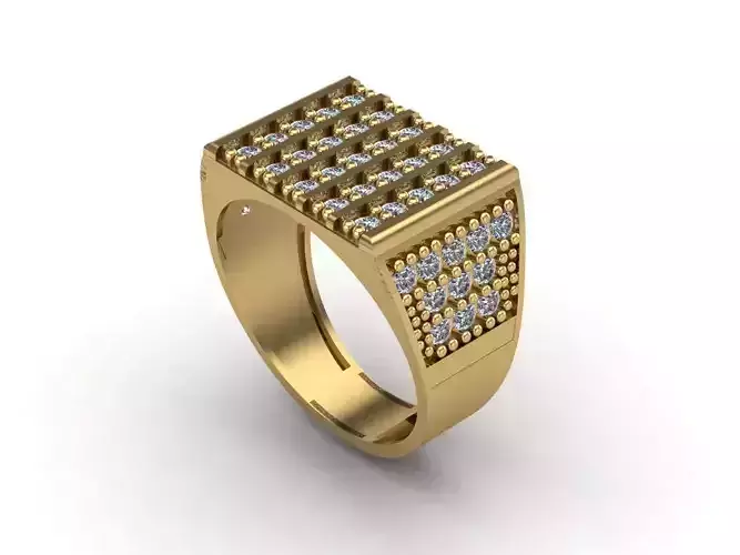STL 3DM Mens Gemstone Diamond Men Ring With Details  3D print model