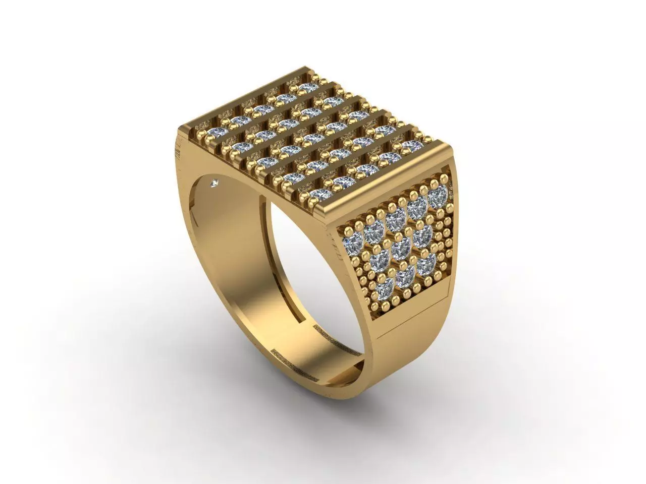 STL 3DM Mens Gemstone Diamond Men Ring With Details  3D print model_0