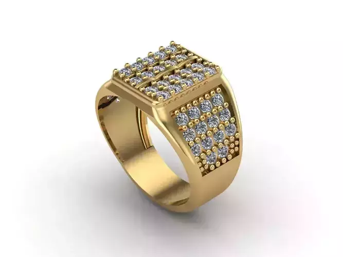 STL 3DM Mens Gemstone Diamond Men Ring With Details  3D print model