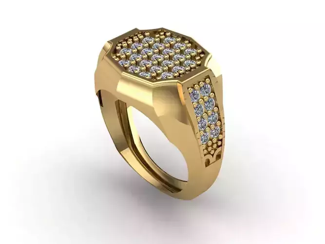 STL 3DM Mens Gemstone Diamond Men Ring With Details  3D print model