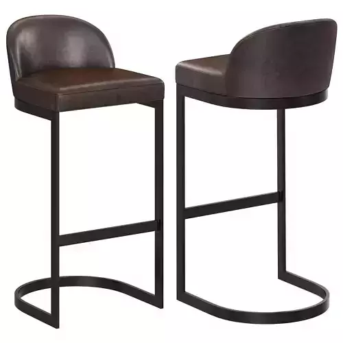 Restoration Hardware 1960s Rome Leather Bar Stool