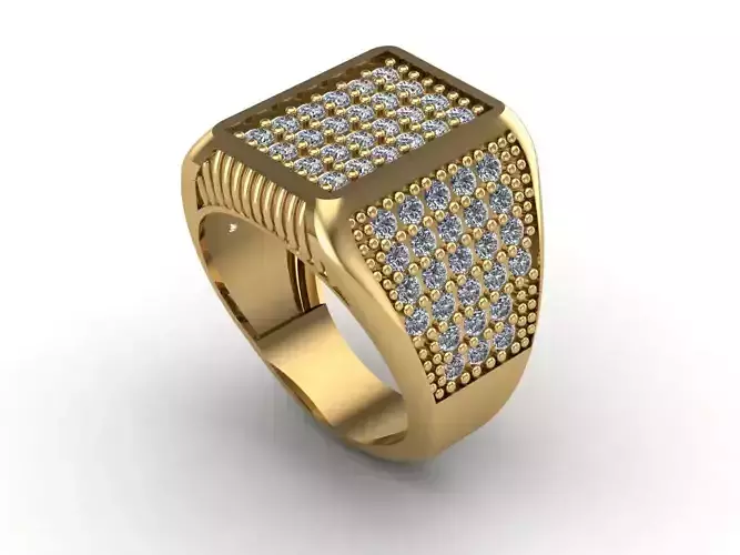 STL 3DM Mens Gemstone Diamond Men Ring With Details  3D print model