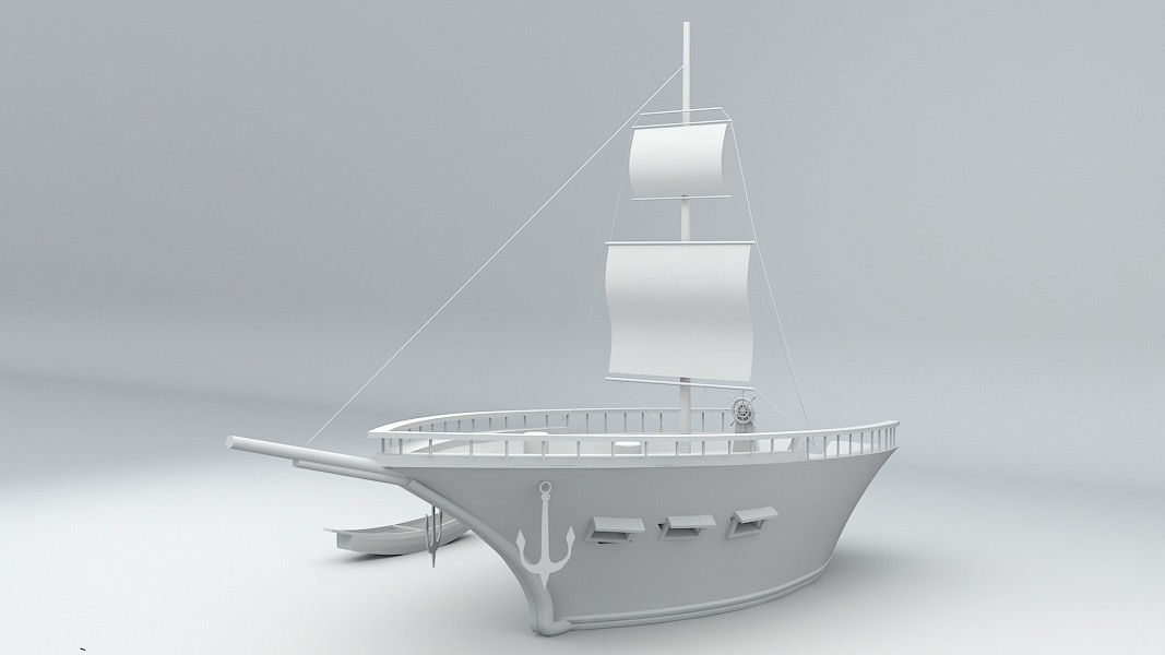 Old Ship Low-poly 3D model_7