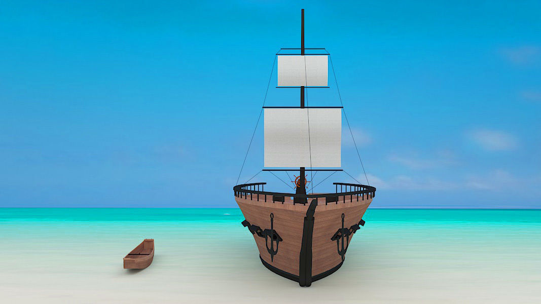 Old Ship Low-poly 3D model_2