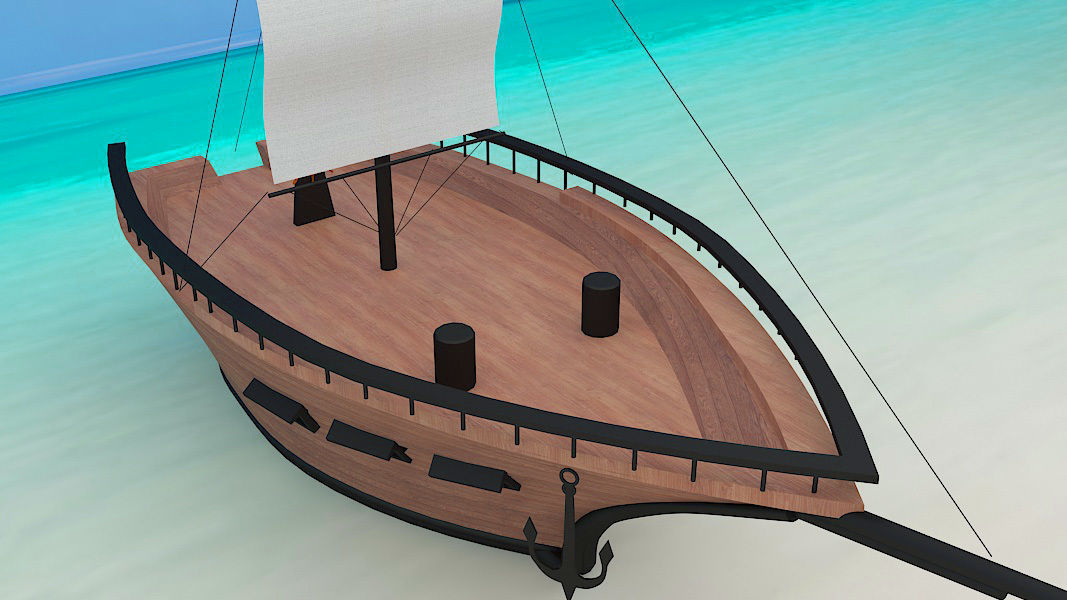 Old Ship Low-poly 3D model_3