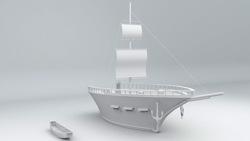 Old Ship Low-poly 3D model_6