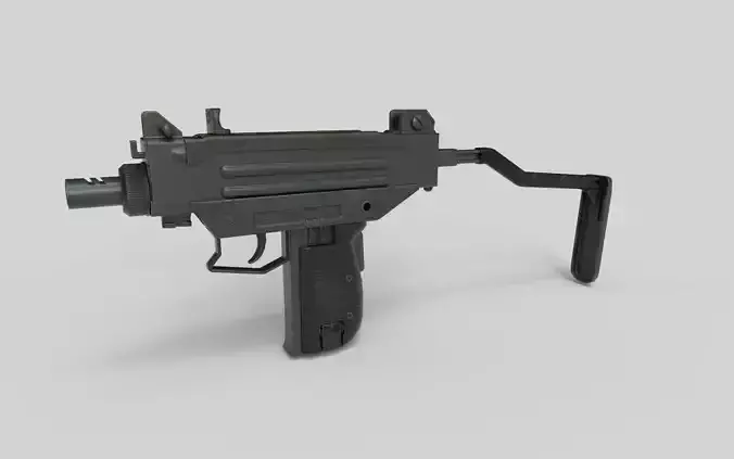 Mini Uzi Low Poly 3D Model Low-poly 3D model