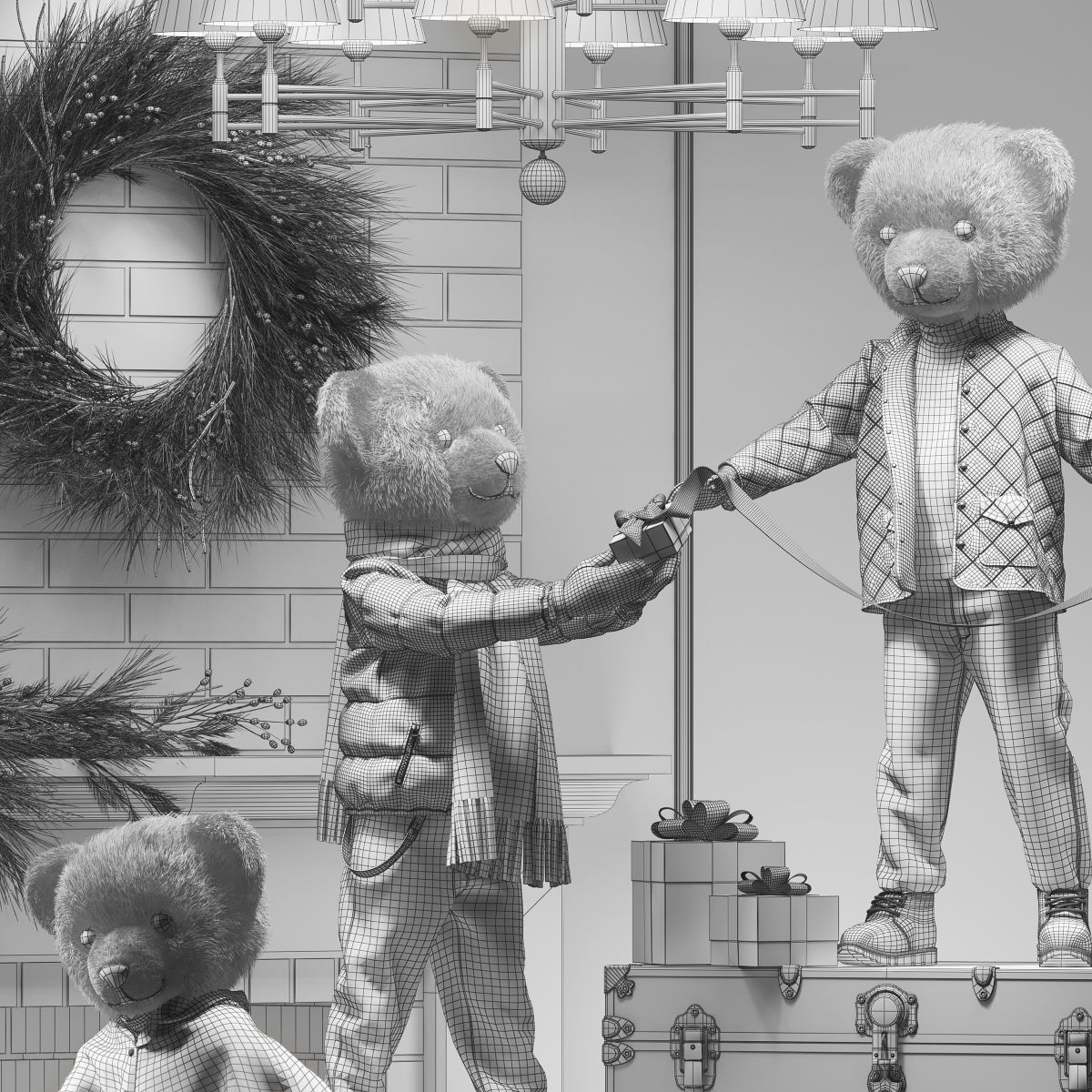 Christmas showcase of a children clothing store 3D model_5