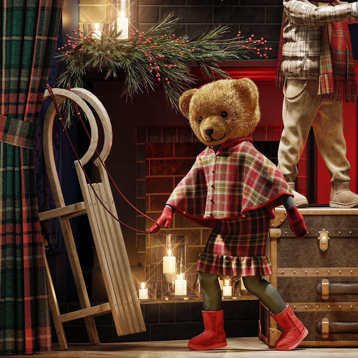 Christmas showcase of a children clothing store 3D model_2