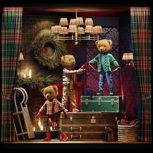 Christmas showcase of a children clothing store 3D model