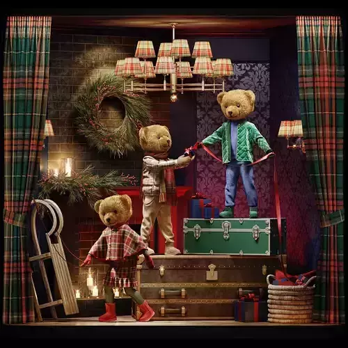 Christmas showcase of a children clothing store 3D model