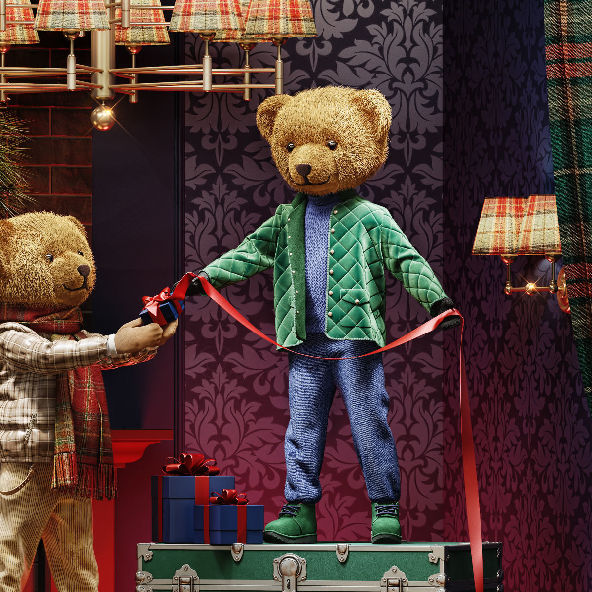 Christmas showcase of a children clothing store 3D model_4