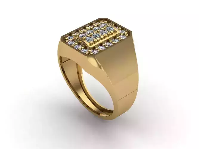 STL 3DM Mens Gemstone Diamond Men Ring With Details  3D print model