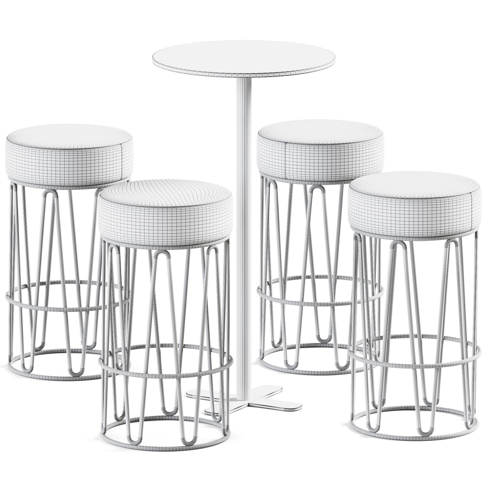 Antibes Table and Outdoor Bar Stool Lagarto by iSimar 3D model_1
