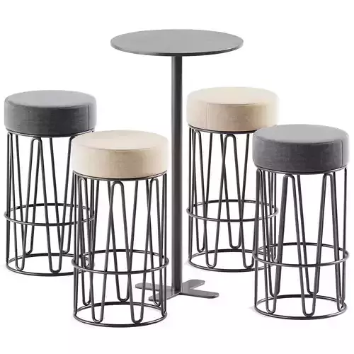 Antibes Table and Outdoor Bar Stool Lagarto by iSimar 3D model