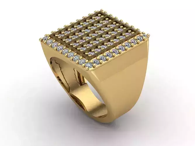 STL 3DM Mens Gemstone Diamond Men Ring With Details 